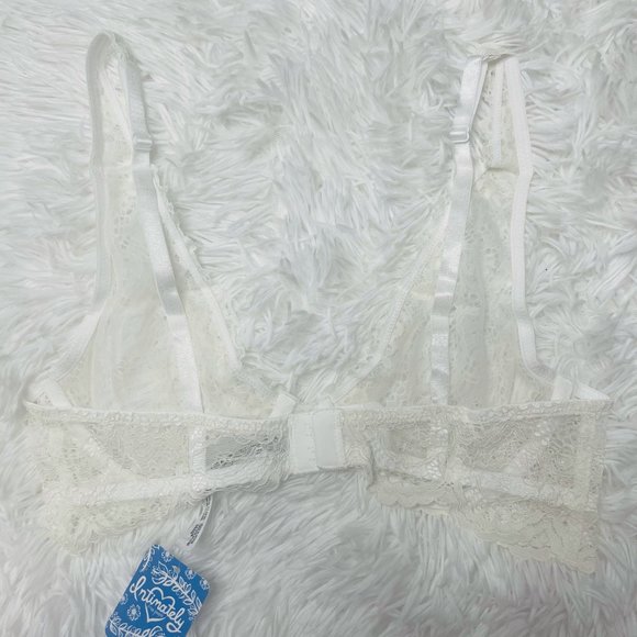 Free People Intimately Lace Underwire Plunge Bra 34A Ivory - Picture 10 of 11